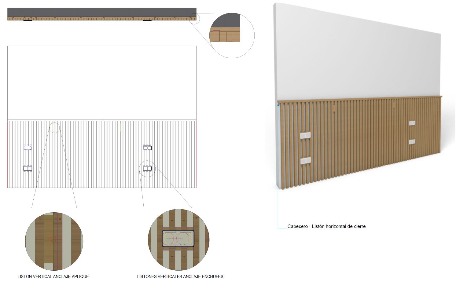 LISTWALL_ENCHUFE LISTBASE - Listones verticales con base - Imagen 33