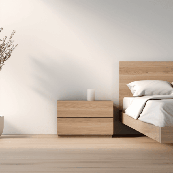 Mesita de noche de madera con dos cajones | Basic