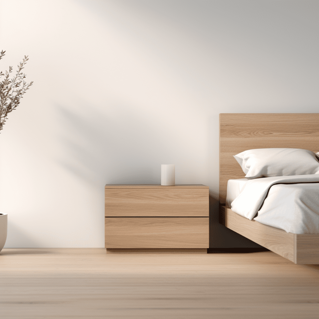 C09E Mesita de noche de madera con dos cajones | Basic
