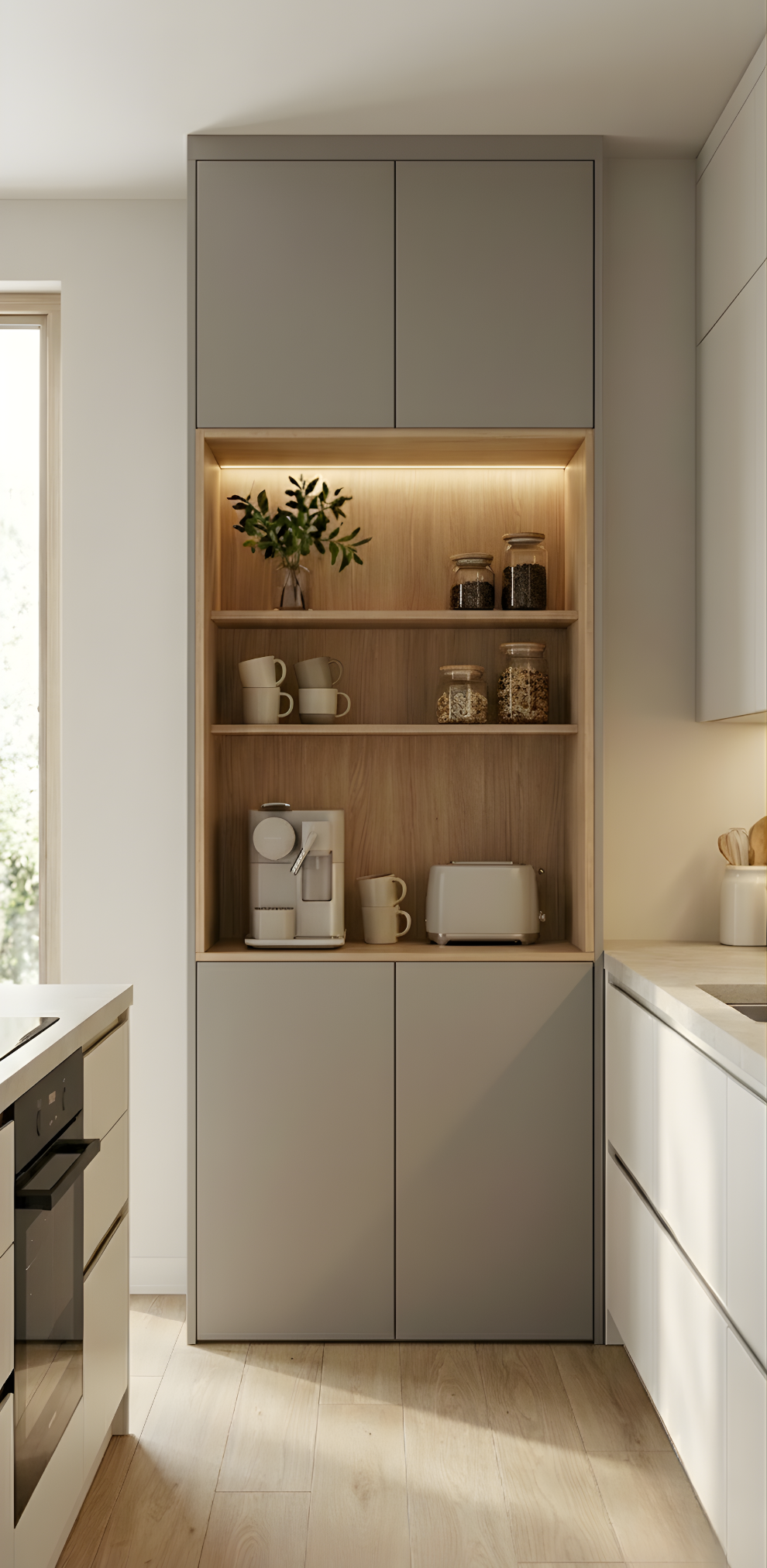 G02_Mueble_Desayunador_Gris_Cachemira KitchenBox | Mueble Desayunador con almacenaje - Imagen 3