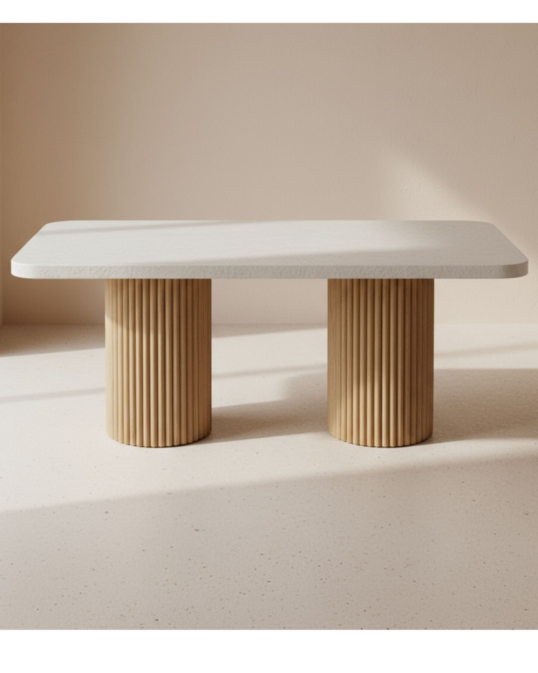 M04_FITXA-DE-PRODUCTE Mesa de comedor Zenith | Diseño curvado en Roble y Efecto Nature Blanco | 160 cm x 90 cm - Imagen 5