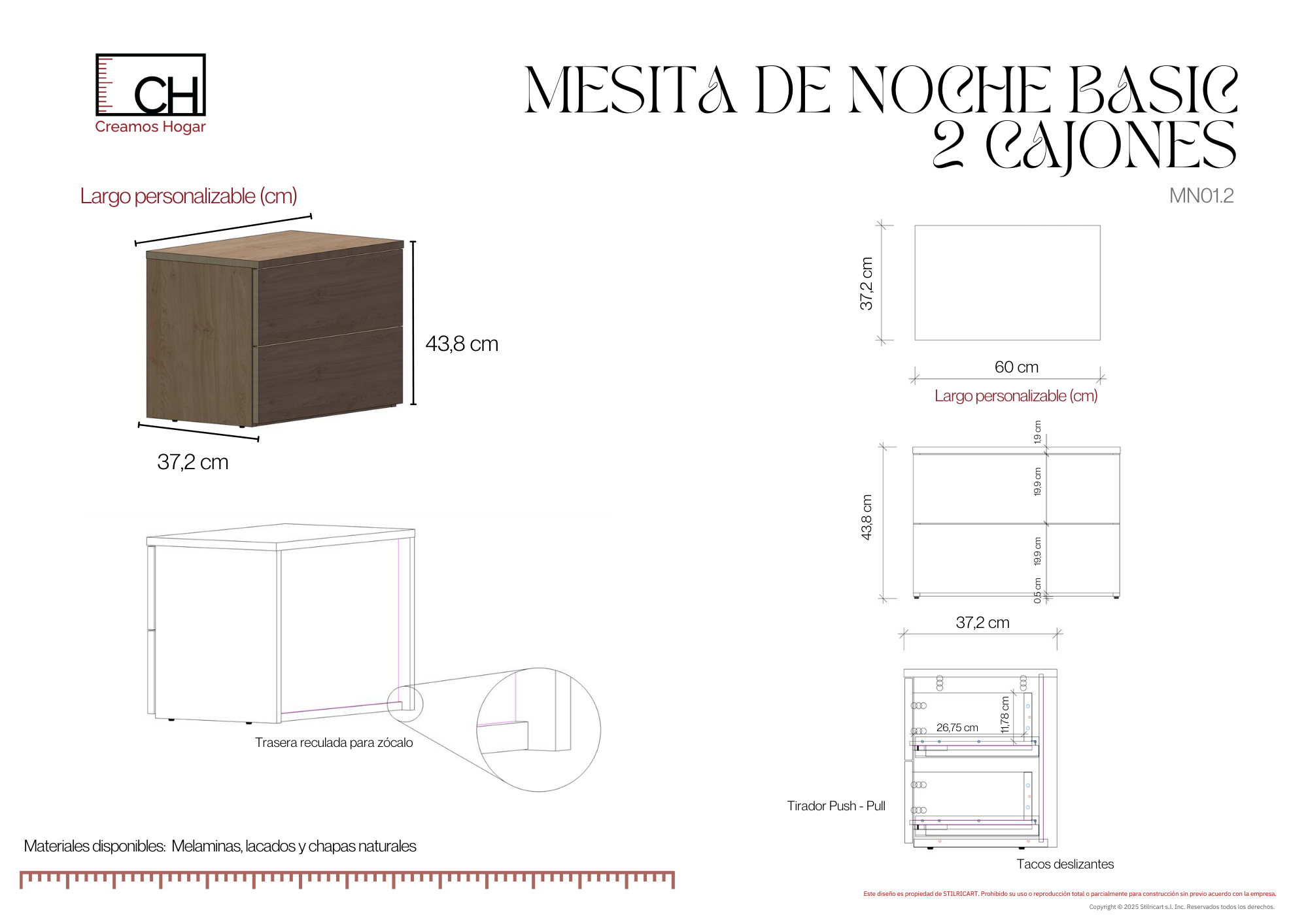 MN01.2_MESITA_DE_NOCHE_2C (1) Mesita de noche de madera con dos cajones | Basic - Imagen 8