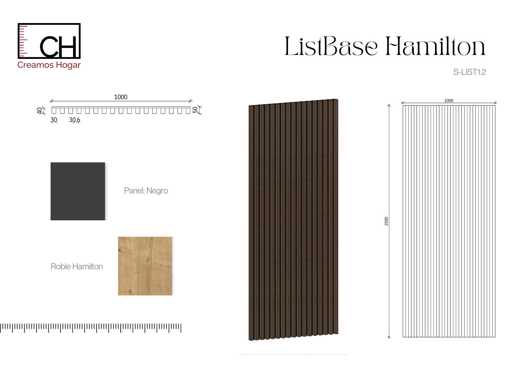 Planos_S-LIST1.2 Panel de listones verticales en roble - ListBase Hamilton - Imagen 4
