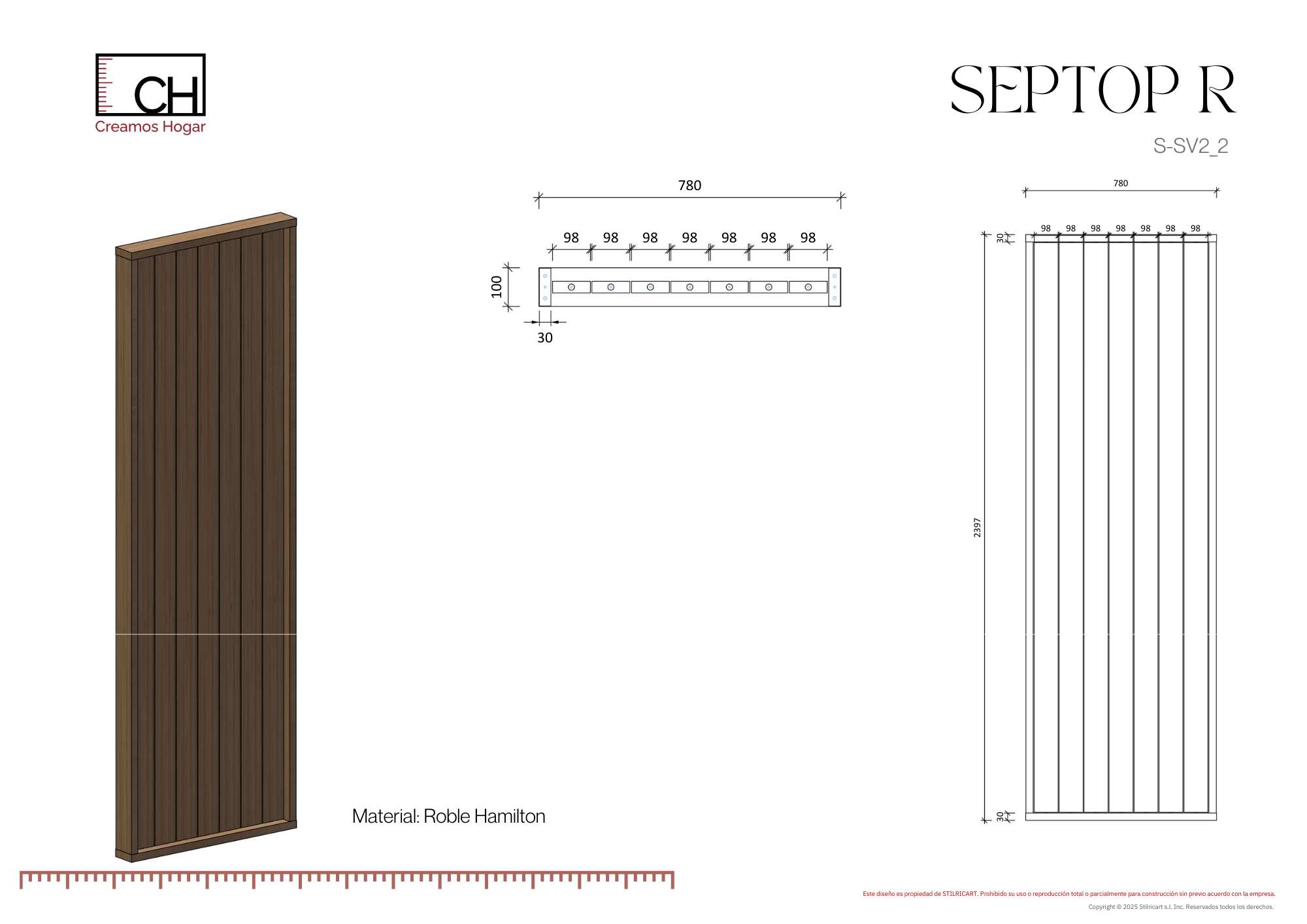 S-SV2_2_SEPTOP_R Separador Giratorio SepTop R - Roble Hamilton de Diseño Versátil | 250 cm x 85 cm - Imagen 6