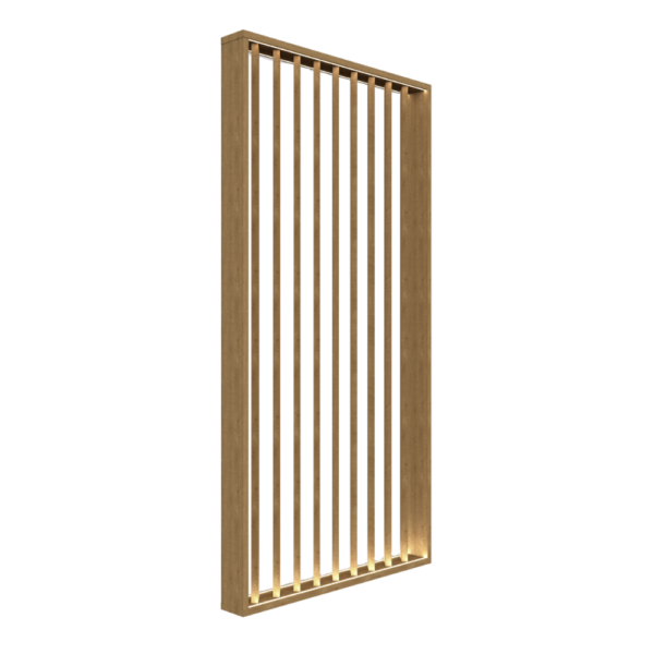 Separador de Ambientes Listones Oblicuos y Luz LED – SepTop Frame Roble Hamilton | 130x250 cm