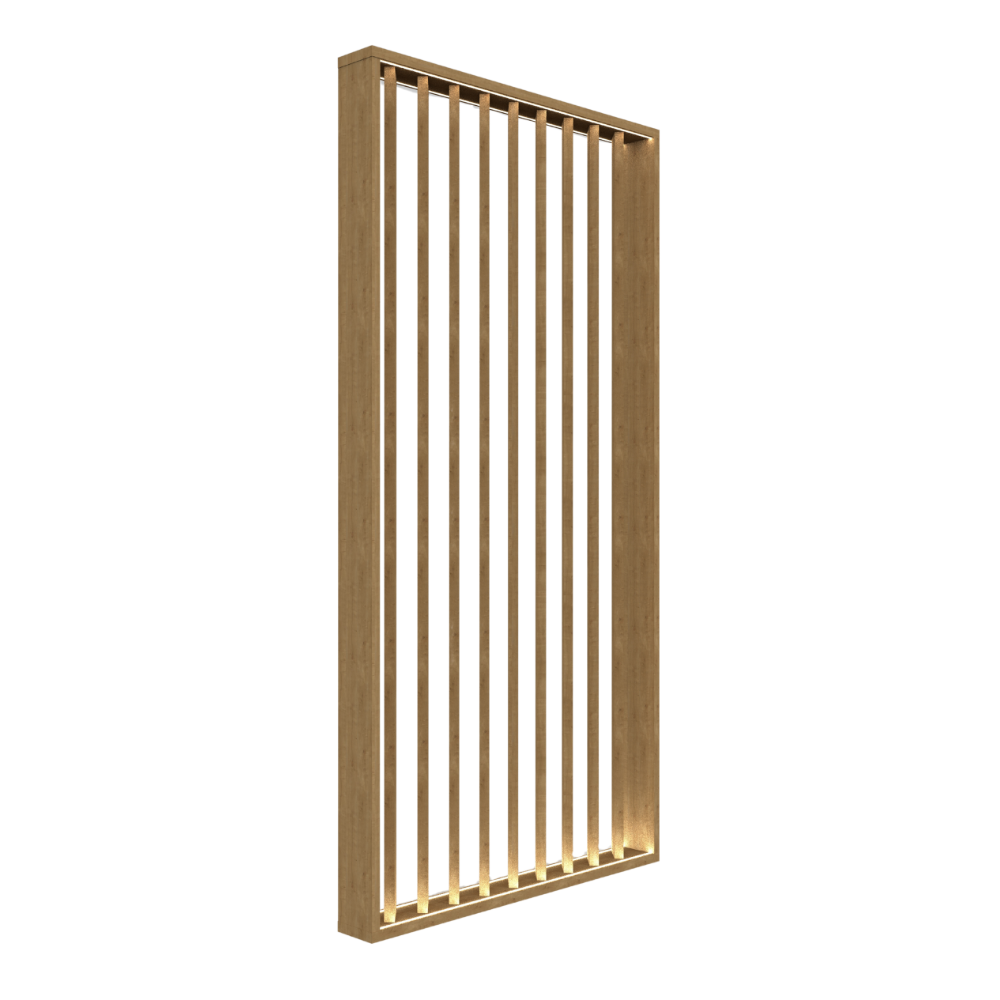canva 1 S-SV3.1_3 Separador de Ambientes Listones Oblicuos y Luz LED – SepTop Frame Roble Hamilton | 130x250 cm