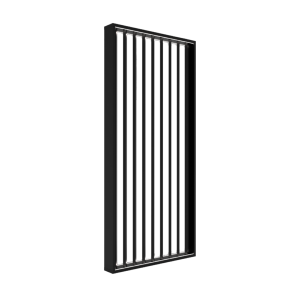 Separador de Ambientes Listones Oblicuos y Luz LED – SepTop Frame Negro | 120x250 cm